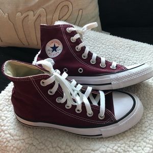maroon high top converse
